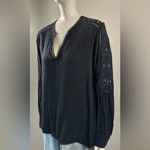 Soft Surroundings Harcourt Eyelet & Lace Popover Top EUC